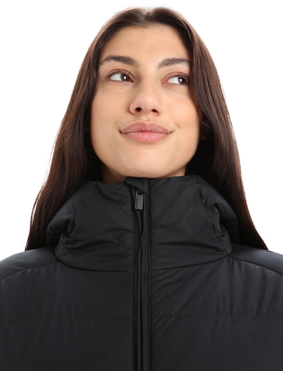 Black Icebreaker MerinoLoft™ Collingwood II 3Q Hooded Women's Jackets | AU 1656BEXC